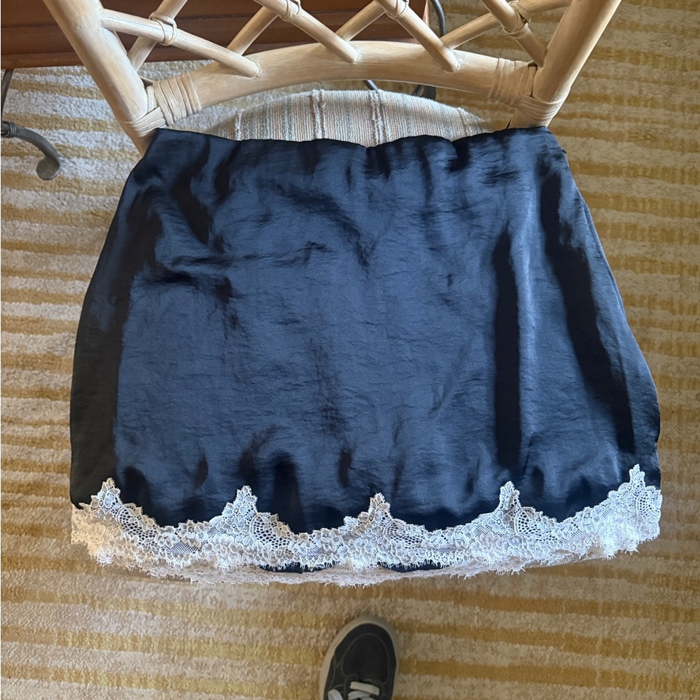 Abercrombie & Fitch Black Mini Skirt with Cream Lace Trim